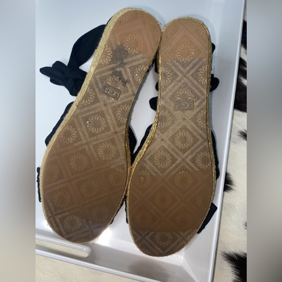 UGG TRACI Women’s Espadrille Wedge Sandals Size 8 Knotted Ankle-Strap Zip Up - Picture 5 of 6